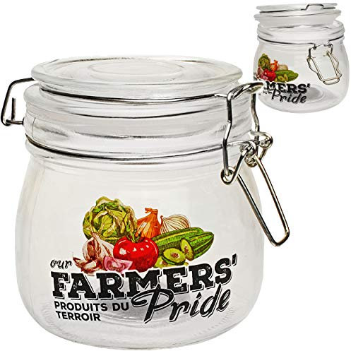 alles-meine.de GmbH Einmachglas/Vorratsglas/Glasdose - 500 ml - Bügelverschluss - mit Glas Deckel - Farmers Pride - luftdicht verschließbar/Deko - Drahtbügelverschluss - Ei..
