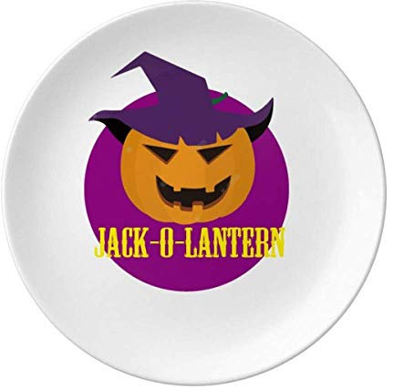 Assiette décorative Halloween Happy Jack citrouille en porcelaine