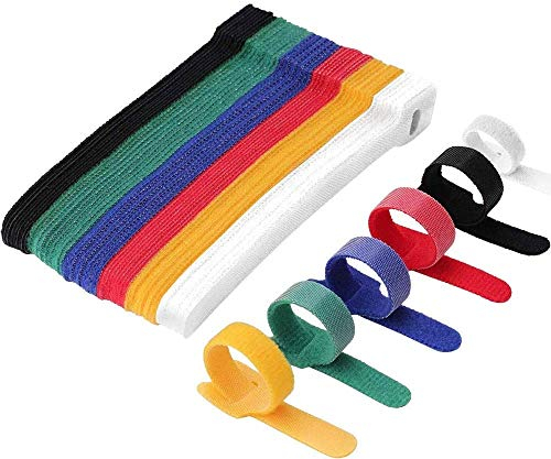 Wiederverwendbare 60-Teilige Kabelbinder, Verstellbare Gurte Klettverschluss Kabelwickel-Management Kabel FüR Pc-Computertisch, LäNge 1,2 X 15 Cm, 6 Farben