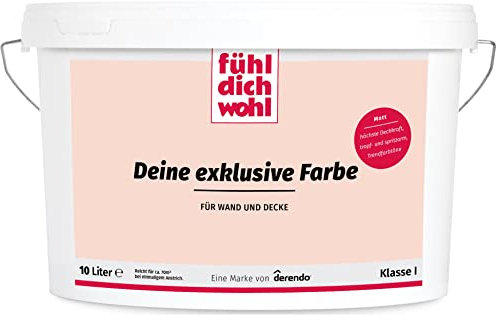 derendo Fühl Dich Wohl Deine Farbe pastell, matte Wandfarbe pastell, hohe Deckkraft, verschiedene Pastelltöne zur Auswahl (10L, Rosa)