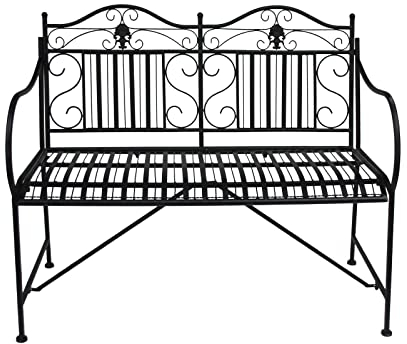 HTI living Gartenbank Metall Celia Sitzbank Metall nostalgisch Schwarz