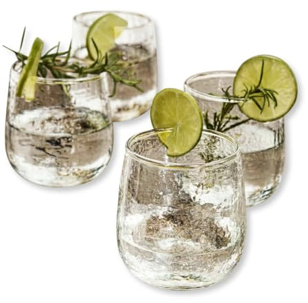 LOBERON Glas 4er Set Valters, klar | Mundgeblasen, mit Welliger Struktur, Stilvoll Klassisches Design, Spülmaschinenfest, Tischaccessoires, Trinkgläser