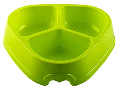 Acan Comedero Bebedero Triple Triangular para Las Mascotas del hogar, Plato,Bandeja, Perro, Gato. Color Surtido. 6,5 x 30 x 30 cm