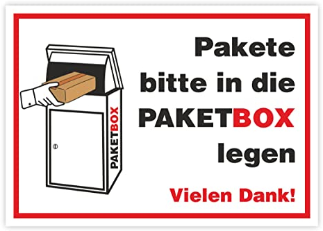 Paketbox Aufkleber - Pakete bitte in die PAKETBOX legen - Paket Box Kennzeichnung