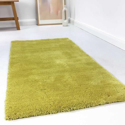 Wecon Home Kuschelig weicher Esprit Hochflor Teppich, bestens geeignet fürs Wohnzimmer, Schlafzimmer und Kinderzimmer RELAXX (80 x 150 cm, senfgelb)