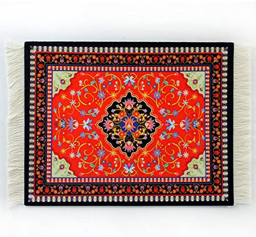 Generic Tapis oriental comme tapis de souris accessoires de bureau 18 x 23 cm Tapis de souris en polyester multicolore avec pompon Petite souris pour ordinateur de bureau Ordinateur portable