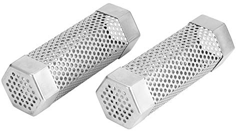 Natudeco 2Pcs Pellet Smoker Tube 15cm Smoke Generator Smoke Pipe Mesh Tube Pellets Smoke Box 304 Edelstahl Grillzubehör Räucherröhre für kaltes heißes Räuchern(Hexagon)