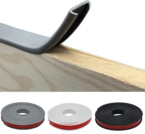 U Shape Furniture Edge Banding, 20mm x 5m Grey Self Adhesive Flexible Edging Strip, Soft TPE Edge Protector Trim for Tables, Cabinets, Shelves, Worktops, MDF Boards, Furniture Repair & Baby Safety