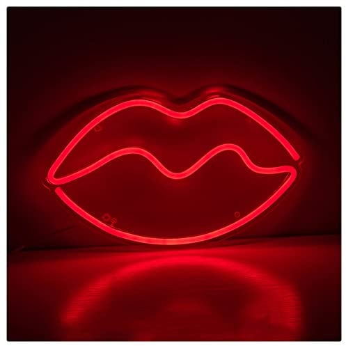 KLZUOPT LED Neon Light Sign Sexy Red Lips Neon Sign, LED Neon Light for Party Supplies, Girls Room Decoration Accessory, Art Wall Decor for Home, Office, Cafe, Restaurant, Bar, Party, Birthday