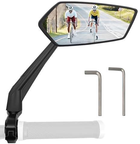 Arkham Fahrradspiegel HD Extra Große Spiegelfläche Schlagfestes Echtglas, Fahrrad Spiegel für Lenker 21-25.4mm,Rückspiegel Fahrradspiegel für E-Bike, Fahrradrückspiege Universal (Rechts)