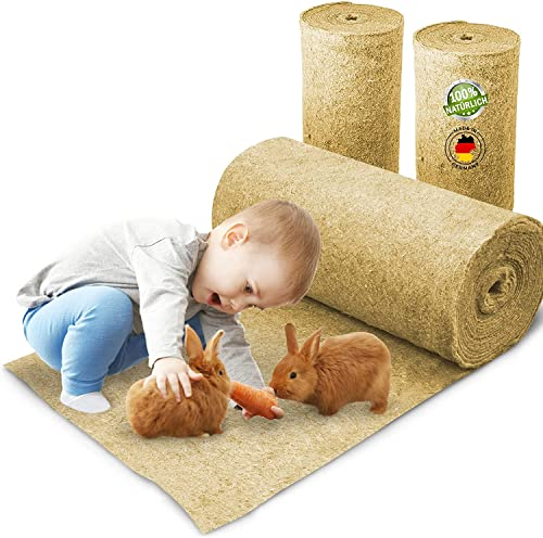 Nagerteppich aus 100% Hanf auf Rolle mit 5m Länge, 70cm Breite, 10mm dick, Hanfteppich für alle Arten Kleintiere, Hanfmatte Nagermatte Nager-Teppich Einstreu-Ersatz