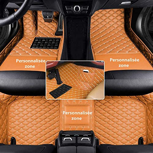YYZYY Tapis de Sol personnalisé pour Voiture en Cuir PU imperméable et antidérapant, Tous modèles de Voiture, Toutes Marques (Orange)