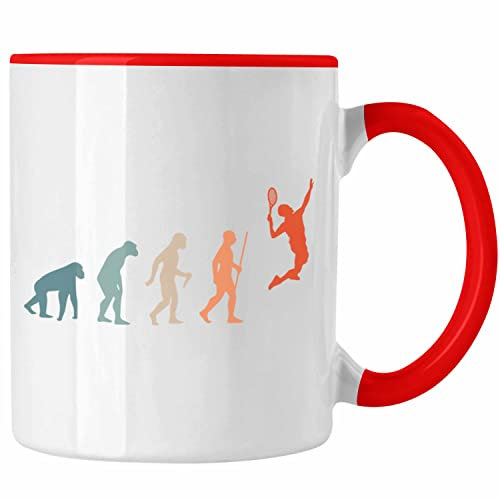 Trendation - Lustige Badminton Tasse Geschenk für Badmintonspieler Badminton Lehrer Coach Trainer Geschenkidee Evolution (Rot)
