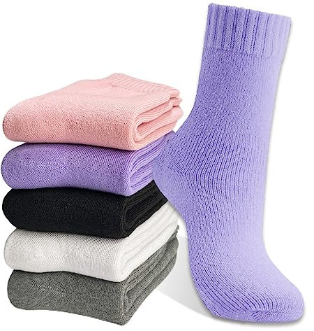 Hocerlu 5 Paires Chaussettes Thermiques pour Hommes et Femmes, Taille 35-42, Chaussettes d'hiver épaisses et Chaudes pour Temps Froid