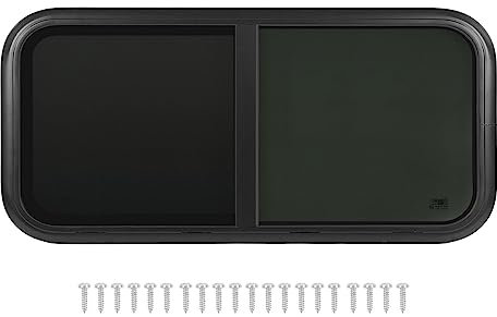 Aramox Finestra per, Finestra Scorrevole Ad Angolo Arrotondato Orizzontale 1100x500mm Protezione in Vetro Temperato con Zanzariera Rimovibile per Roulotte (Spessore parete 48‑53 mm/1,9‑2,1
