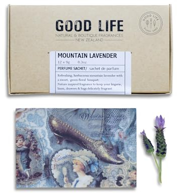 Good Life Berg Lavendel Schrankduft Vintage | Entwickelt in Neuseeland | 12 Duftsäckchen