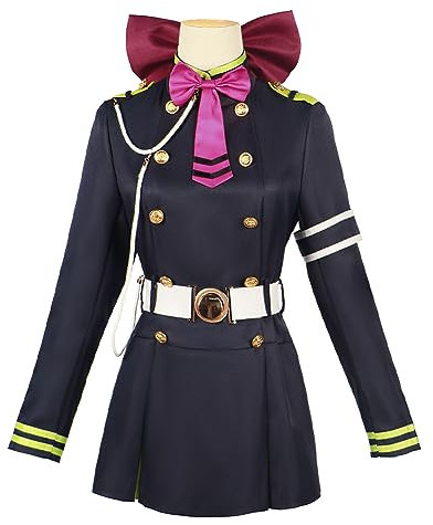 Zhongkaihua Seraph of the End Cosplay Shinoa Hiiragi Krul Tepes Cosplay Uniform Weibliches Kostüm Perücke Set Rollenspiel Halloween Anime Karneval Party Outfit für Mädchen