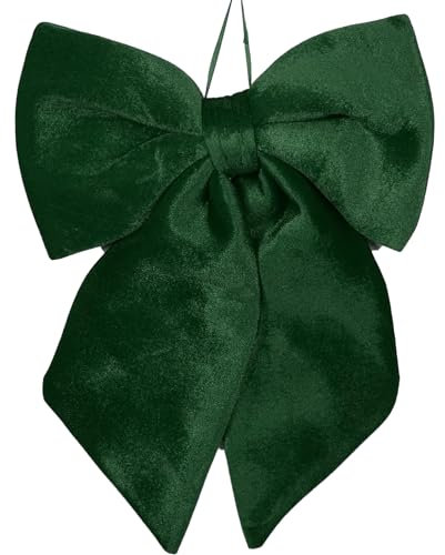 Generico Fiocco di Natale in Velluto Verde Scuro Imbottito Decorazione Puntale Albero di Natale Fuori Porta Coccarda Ghirlanda addobbo Natalizio (60 cm)