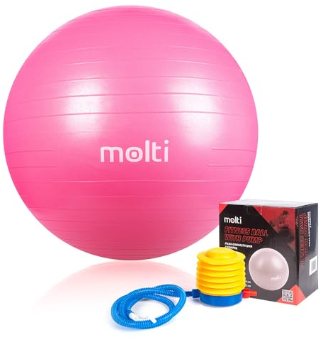 molti Gymnastikball Sitzball Trainingsball mit Pumpe Ball für Fitness, Yoga, Gymnastik, Pilates Fitnessball Ř65cm und Ř75cm Schwangerschaft Ball (Ř 65 cm, Rosa)