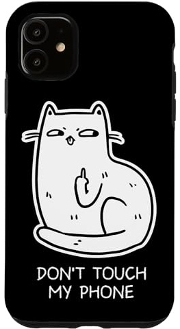 Katze Mittelfinger Dont Touch My Phone Lustige Neuheit Geschenke Hülle für iPhone 11