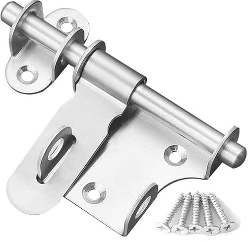 Litensh Schiebetorriegel mit Vorhänge Schloss Loch, Zauntorriegel Verriegelung Hardware, Türriegel Beidseitig, Schlossriegel, Bolzenriegel, Türschloss, Torriegel Schieberiegel, Silber 6 inch