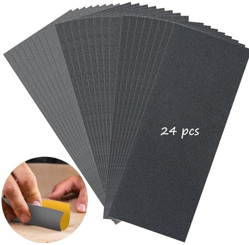Wet and Dry Sandpaper, Sanding Paper Set Assorted 1000, 2000, 3000 Grits Abrasive Paper Sheets, 8.9 x 3.6 Inch Sandpaper for Automotive Sanding, Wood Furniture Jewelry Polishing