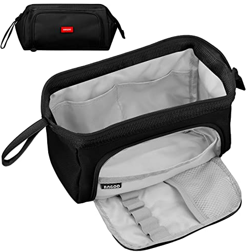 Sciphylia Pencil Case for Girls Boys Large Pencil Cases with Handle Big Capacity Pencil Pouch for Women Men Portable School Stationary Office Storage Bag for Kids Teenage Adults Carbon Black