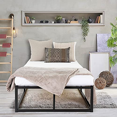 ML-Design Metallbett 90x200 cm auf Stahlrahmen mit Matratze H:10cm, Lattenrost, Schwarz, Bettgestell aus Metall, robust, Bett für Schlafzimmer der Kinder, Jugendliche, Erwachsene, Jugendbett Gästebett