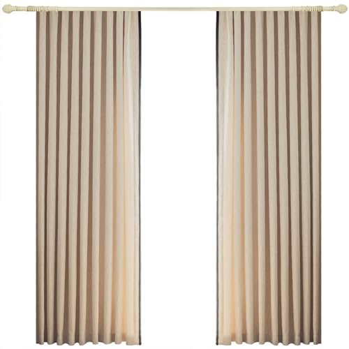 Whoiy Tende oscuranti per finestra con occhielli per camera da letto, soggiorno, colore kaki chiaro, in cotone e lino, set da 2 pezzi, 147 x 107 cm