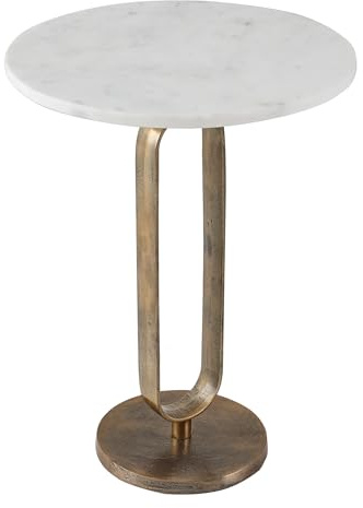 Beistelltisch ELEGANCE 45cm - gold weiß - Marmor - handgefertigt Couchtisch | hochwertig, individuelle Maserung, stabile Konstruktion, 30 kg Belastbarkeit, natürliche Holzmerkmale, Aluminiumgestell