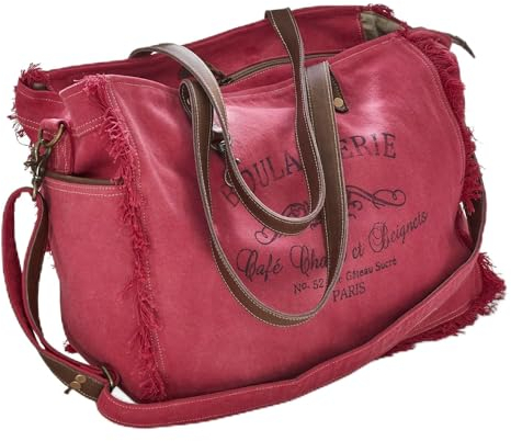 Loberon Sac Anoush - coton, cuir de buffle - H/L/P env. 34/42 / 21 cm - fuchsia, fuchsia
