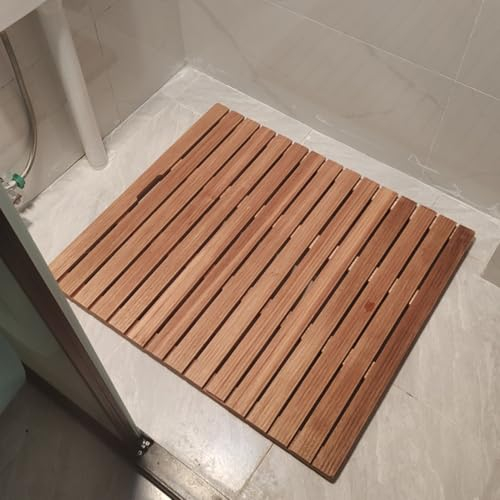 Tarima Ducha Madera Alfombrilla de Madera para Baño, Alfombrilla de Baño para Ducha Interior de 30 40 50 60 70 80 90 100 cm, Plataforma de Listones Antideslizante para Bañera/cocina/entrada(80x80cm(31