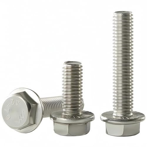 YIIFLY Boulon à bride M8×20 mm M8×1,25, acier inoxydable 304 (A2-70), DIN 6921, finition brute, filetage complet, 15 PCS