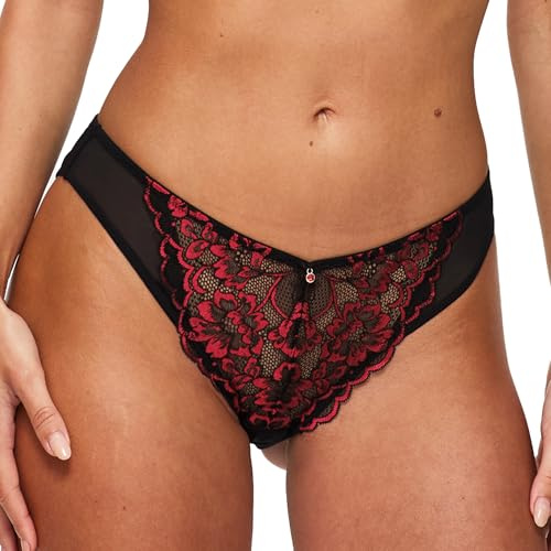 Ann Summers Sexy Lace Brazilian Knickers for Women Stylish and Comfortable Womens Underwear with Two-Tone Lace, Mesh Panels & Brazilian Cut Back, Low-Rise Fit with Cotton Gusset