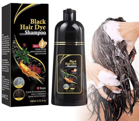 Kokila Hair Color Shampoo, 3 In 1 Hair Color Shampoo For Gray Hair Coverage, Schwarzes Haarfärbeshampoo für Graues Haar, Sofort Haarfarben Shampoo, Hair Color Shampoo für Männer und Frauen (500ML)