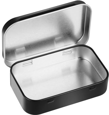 Sibba Rectangular Tin Box Metal Empty Hinged Tins Container Silver Storage Tin Box Portable Holder Medicine Pill Case Small Empty Tins with Lids for Candies Jewelry Crafts