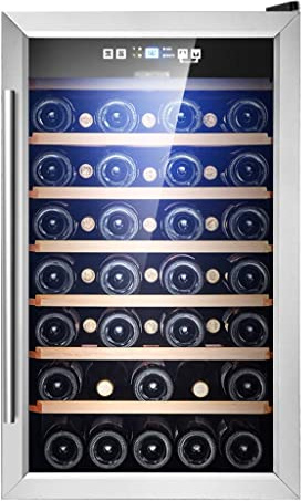 IUBGFTO Wine Cooler, Double-layer Tempered Glass Free Standing Wine Cooler, With Child Lock Protection Wine Cooler Refrigerator