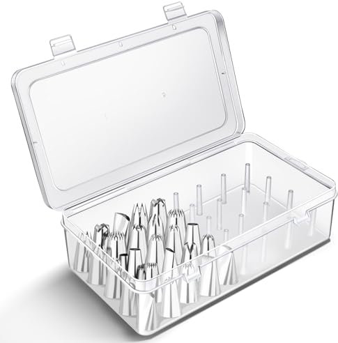 Piping Tips Storage Box with Fixed Pins, 42 Pegs Piping Tip Set Organizer Case, Cake Decorating Kit Storage Organizer