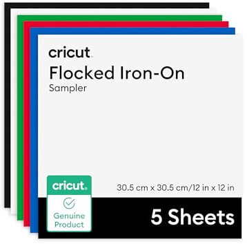Cricut Flocked Iron-On Vinyl, Classics Pack, 30.5 cm x 30.5 cm (12 in x 12 in), 5 pcs