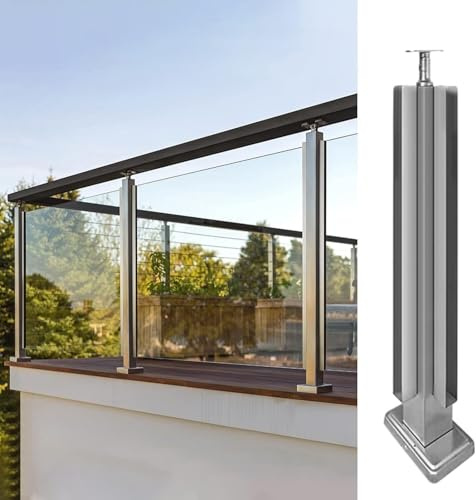 ZGHQHCDRH Poteau de Garde-Corps en Verre pour clôture intérieure et extérieure, pour rampes Rondes et carrées, en Acier Inoxydable, pour terrasse, escaliers, Jardin et Maison.