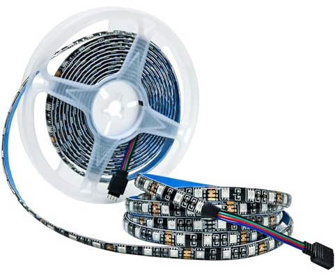 Tyun 12V RGB LED Streifen Lichts, 5M Strip Lichtband Schwarz PCB Board Farbwechsel SMD 5050 IP65 Wasserdicht 300 LEDs Band Leiste für Schlafzimmer, Küche Dekoration