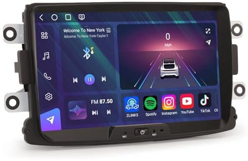 8 Zoll Qualcomm 8-Kern 8GB+128GB Autoradio Navi für Dacia Duster Sandero Logan Dokker Lodgy [Android Auto & Apple CarPlay] Bluetooth SWC Canbus FM AM Radio WiFi 4G LTE DAB+OBD2