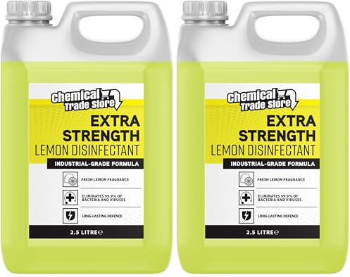Chemical Trade Store - Lemon Disinfectant 2.5L - Kills 99.9% of Bacteria - Multi-Surface Cleaner with Fresh Lemon Scent - Household & Commercial Use - Floor Cleaning Liquid (Pack of 2)