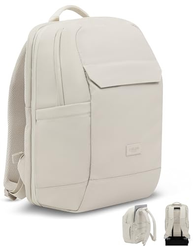 LARKSON Business Laptop Rucksack Herren Beige - Bjarne Small - Kleiner Arbeitsrucksack mit 16 Zoll Laptopfach - Handgepäck mit Anti-Diebstahl-Loops - Wasserabweisend