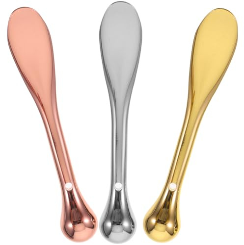 Sewroro 3 Stück Augencreme Löffel aus Zinklegierung Tragbares Massagegerät zur Augenmassage und Reduzierung von Augenringen für Make Up und Zuhause für Frauen