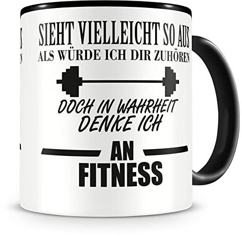 Samunshi® Ich denke an Fitness Tasse Kaffeetasse Teetasse Kaffeepott Kaffeebecher Becher
