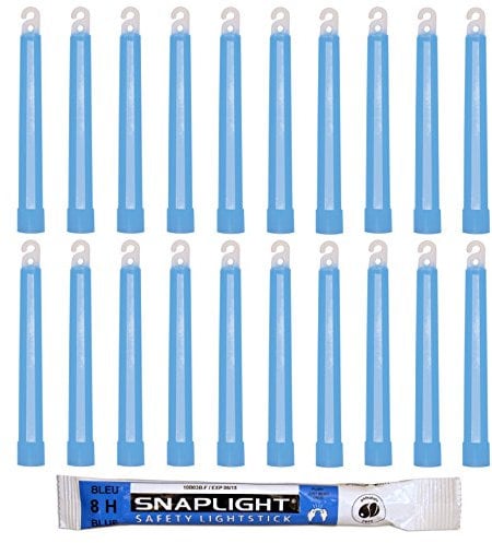 Cyalume SnapLight Knicklichter in Blau (20-er Pack) - 15 cm Glow Sticks mit Haken am Ende - ultra helle Light Sticks mit einer Leuchtdauer von 8 Stunden