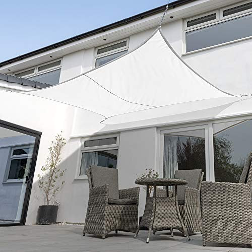 Kookaburra Waterproof Garden Sun Shade Sail Canopy in Polar White 98% UV Block (4m x 3m Rectangle)