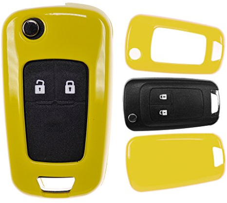 Klapp Schlüssel Cover Harthülle Gelb kompatibel mit Opel Astra J Corsa D Meriva Insignia Zafira Adam