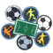 Bügelflicken Fußballer Paket 7 Flicken zum aufbügeln 5cm ø Fußball Bügelbild 4,7 x 7 cm Fußballplatz Aufbügler Fanartikel Accessoires für Kinder und Erwachsene